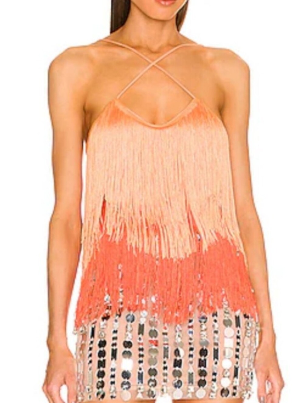 DUNDAS x REVOLVE  Bonham Fringe Top Orange Ombre Festivals Rodeo